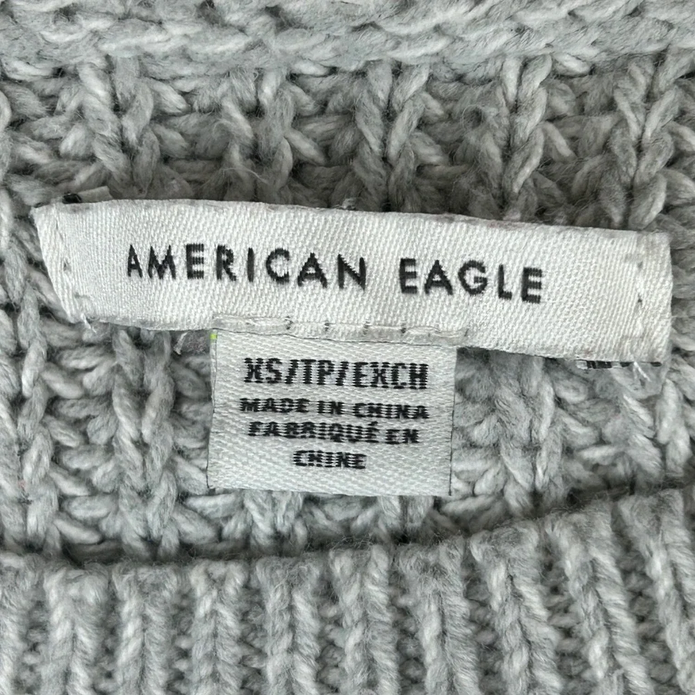American Eagle Womens XS Striped Chunky Knit Crewneck Sweater Multicolor Relaxed